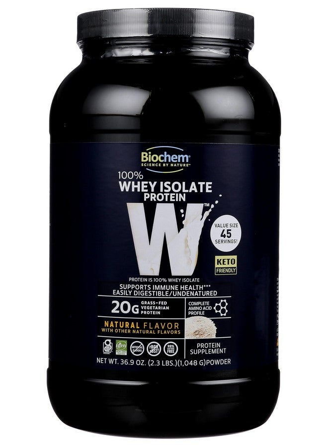 Biochem Biochem 100% Whey Isolate Protein - Natural Flavor - 20g of Protein - Pre & Post Workout - Meal Replacement - Keto-Friendly - Easily Digestible - Silky Smooth Taste - Easy to Mix (36.9 oz) 