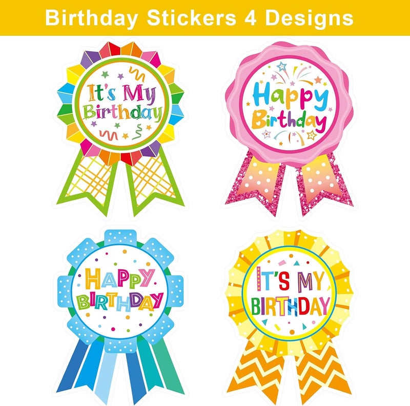 FANCY LAND Happy Birthday Badge Stickers for Kids - 200PCS It's My Birthday Stickers for Party Decoration - Image 2
