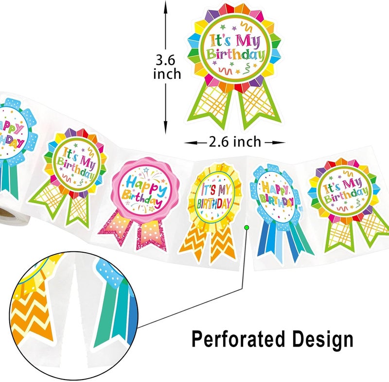 FANCY LAND Happy Birthday Badge Stickers for Kids - 200PCS It's My Birthday Stickers for Party Decoration - Image 3