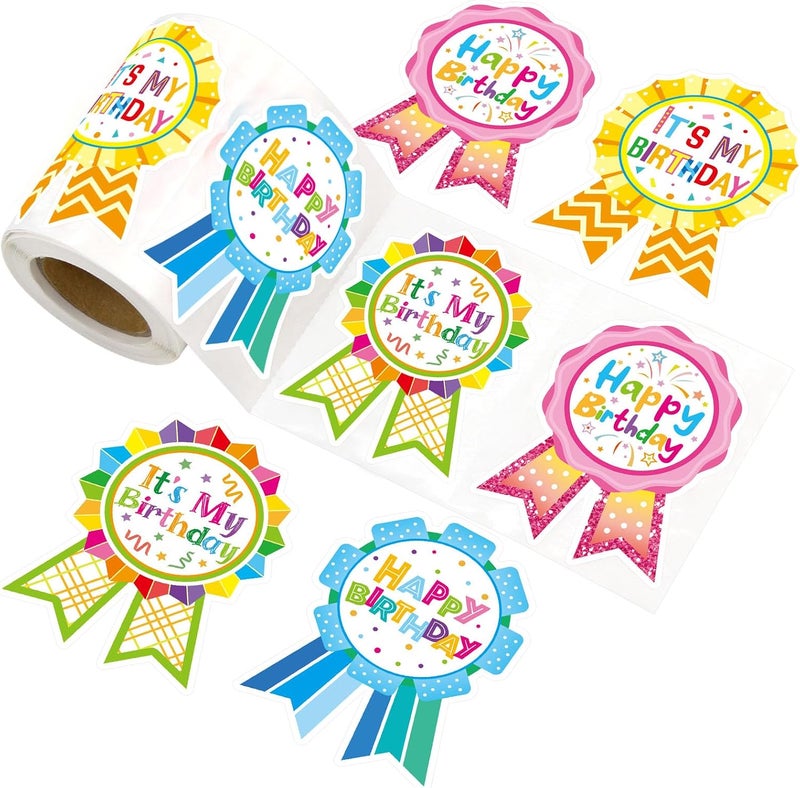 FANCY LAND Happy Birthday Badge Stickers for Kids - 200PCS It's My Birthday Stickers for Party Decoration - Image 1