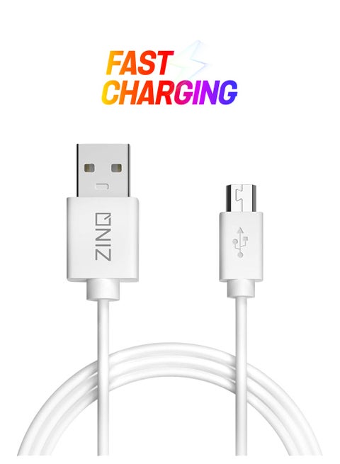 Technologies Super Durable Micro to USB 2.0 Round Cable with High Speed Charging, Quick Data Sync and PVC Connectors for All USB Powered Devices (White)