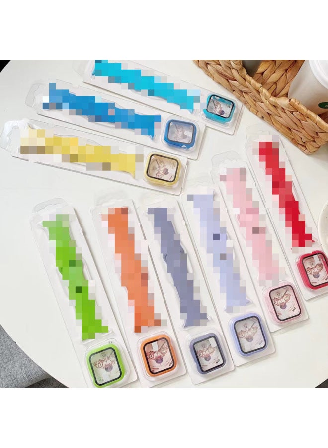 For Apple Silicone Case Watch Strap For Apple Watch 87SE654321 Solid Color PC Case 2 In 1-Color:Black-Exterior Dimension:40MMSM Short  - Image 2