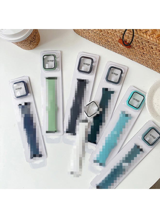 For Apple Silicone Case Watch Strap For Apple Watch 87SE654321 Solid Color PC Case 2 In 1-Color:Black-Exterior Dimension:40MMSM Short  - Image 3