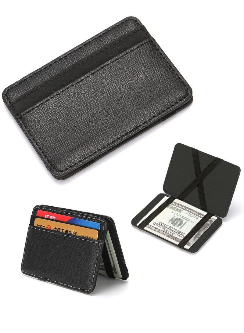 CUIKCA Magic Flips Wallet,Card Holder,Wallet With Magic Money Clip Black 10x7.3x1.3cm - Image 1