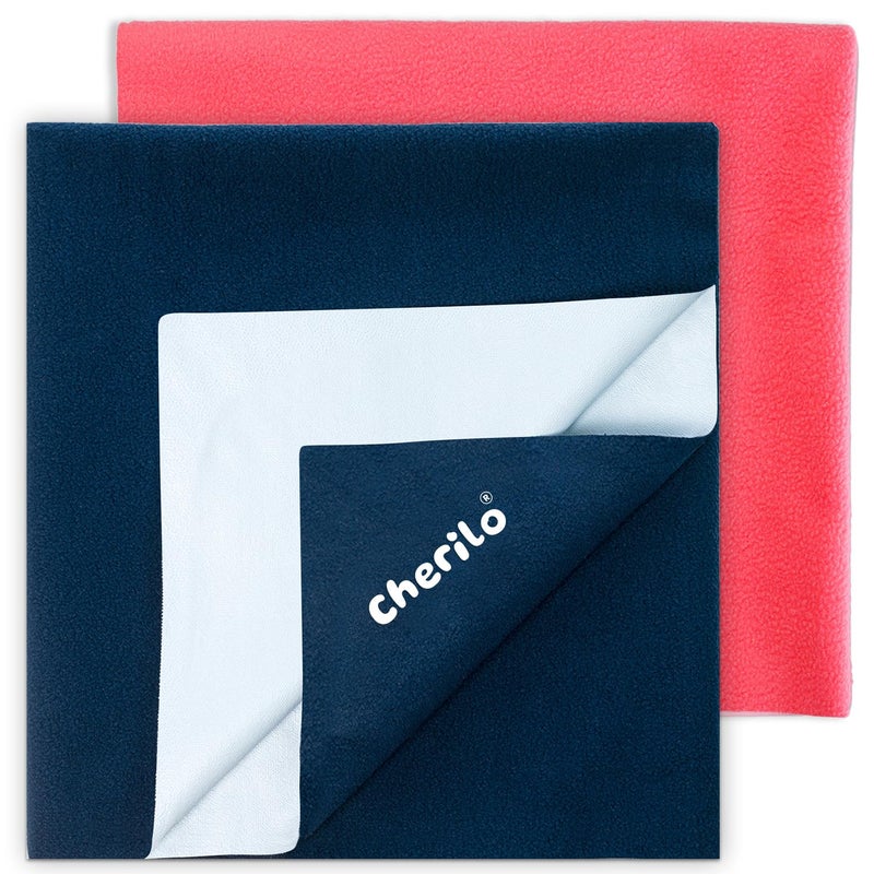 Cherilo Instadry Extra Absorbent Baby Dry Sheet/Bed Protector - Large (Pack of 2,Salmon Rose + Navy Blue) - Image 1