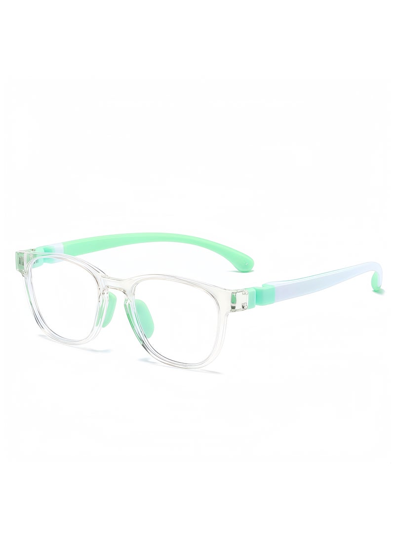 Kids Blue Light Blocking Glasses Silicon Material Anti Eyestrain UV Blocking Reading Glasses Gaming Computer Eyeglasses Light Weight Frame for Kids 3 to10 Year Old Green - Image 1