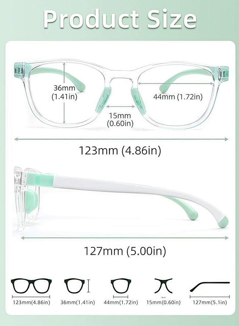 Kids Blue Light Blocking Glasses Silicon Material Anti Eyestrain UV Blocking Reading Glasses Gaming Computer Eyeglasses Light Weight Frame for Kids 3 to10 Year Old Green - Image 4