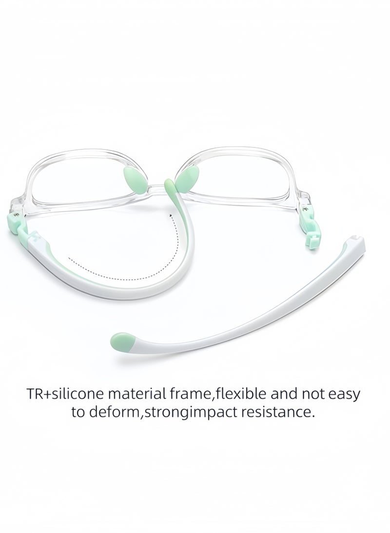Kids Blue Light Blocking Glasses Silicon Material Anti Eyestrain UV Blocking Reading Glasses Gaming Computer Eyeglasses Light Weight Frame for Kids 3 to10 Year Old Green - Image 5