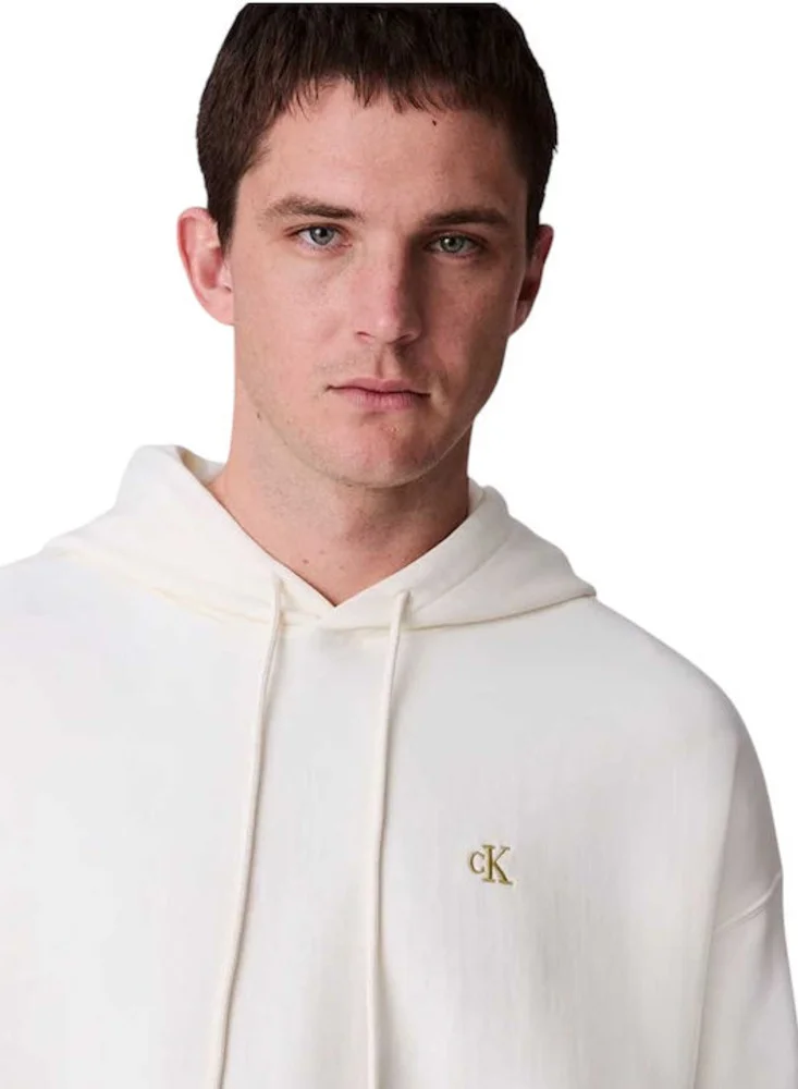 Calvin Klein Jeans Chalk Relaxed Cotton Terry Hoodie for Men | Best Price UAE