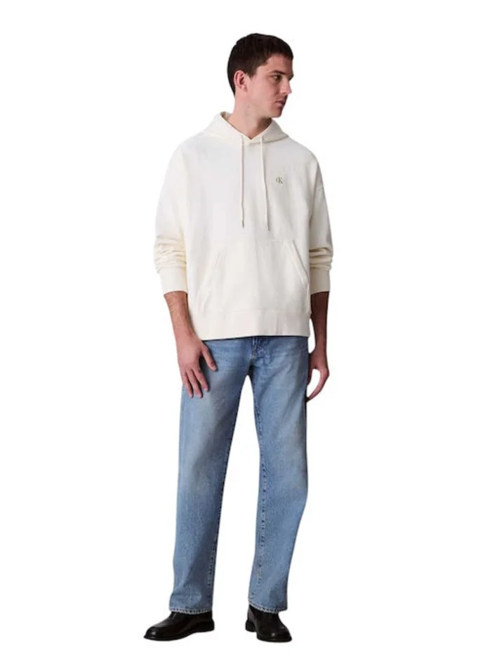 Calvin Klein Jeans Chalk Relaxed Cotton Terry Hoodie for Men | Best Price UAE