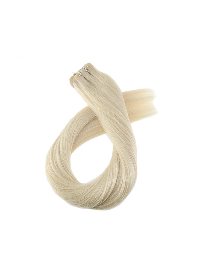 Moresoo Platinum Blonde Hair Extensions Tape in Human Hair Tape in Real Hair Extensions Blonde Glue in Hair Straight Glue in Extensions Human Hair 18 Inch #60 20pcs 50g - Image 1
