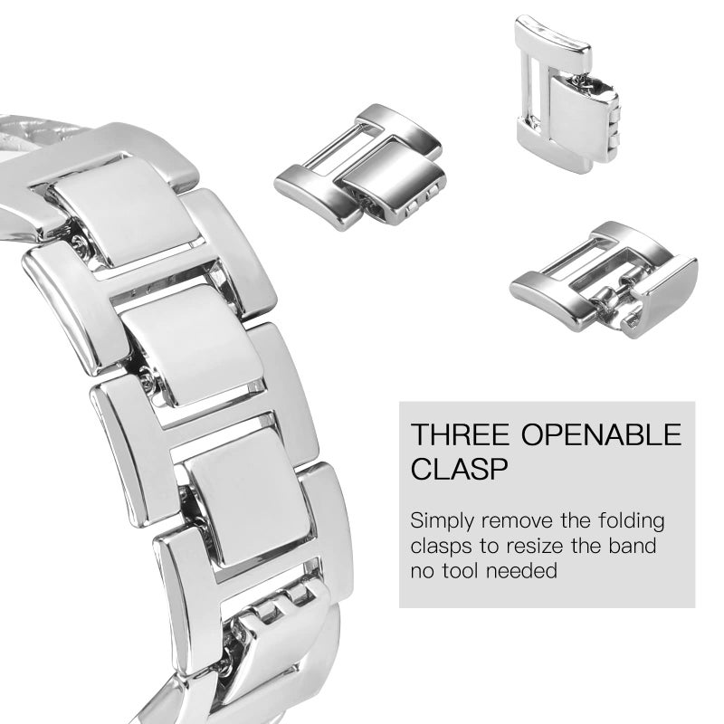 YONWORTH Posh Leather Band for Fitbit Charge 4 Charge 3 Bands,Women Boho Bracelets Wristbands Jewelry Multilayer Wrap Strap Band Replacement Charge 4/ Charge 3/ 3SE Accessories (Grey White Flower) - Image 4