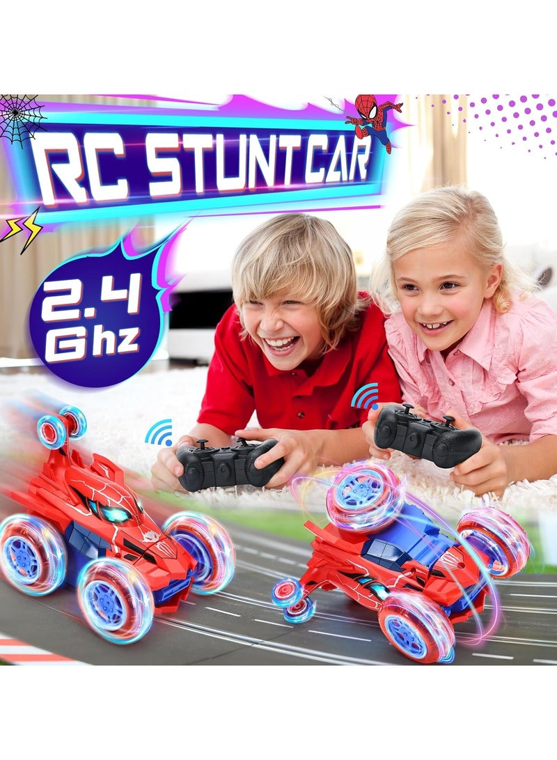 FLYHSO Remote Control Car RC Cars Toys,Cool Rechargeable Stunt RC Car with 360 Flips 4WD Wheel with Bright Light,Fun Outdoor Toys Gifts for Kids Birthday 3-6 6-8 8-12 Years Old  - Image 2