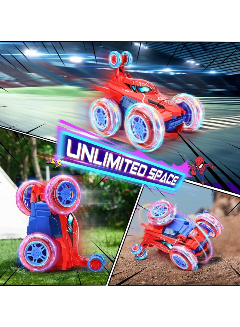 FLYHSO Remote Control Car RC Cars Toys,Cool Rechargeable Stunt RC Car with 360 Flips 4WD Wheel with Bright Light,Fun Outdoor Toys Gifts for Kids Birthday 3-6 6-8 8-12 Years Old  - Image 4