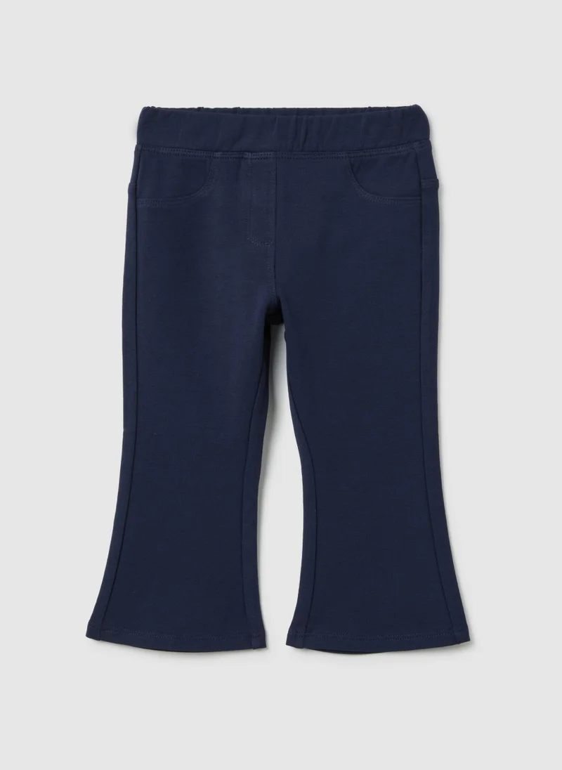 Ovs BABY BLUE COTTON FLARE FIT TROUSERS