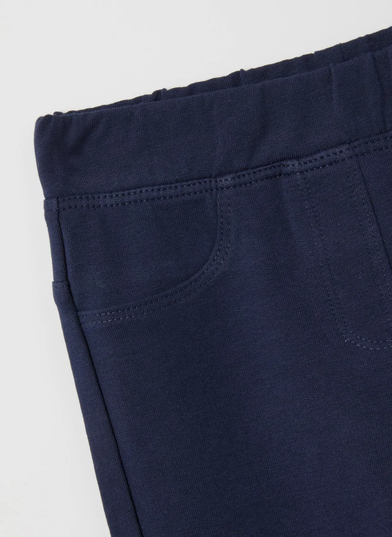 او في اس BABY BLUE COTTON FLARE FIT TROUSERS