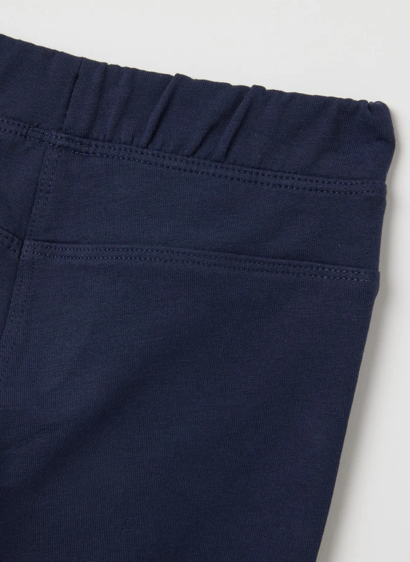 او في اس BABY BLUE COTTON FLARE FIT TROUSERS