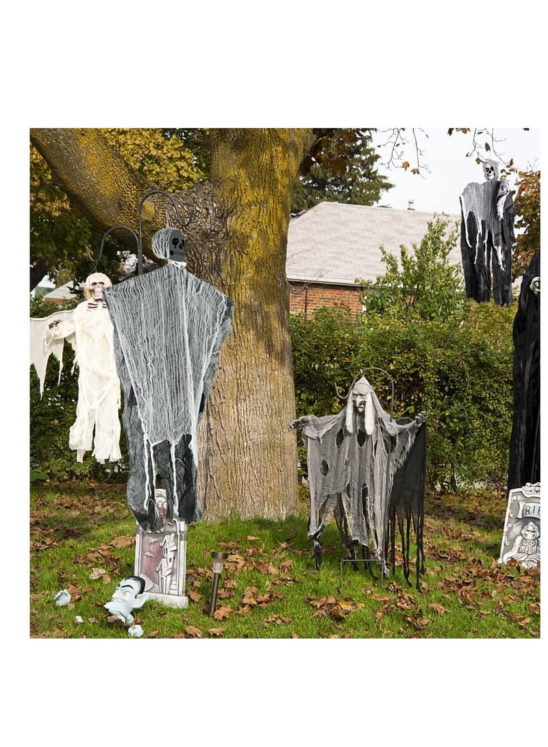 شنق الهالوين الهيكل العظمي أشباح الديكورات، حاصين قاتمة دعائم الجمجمة غاز Grimace شنق شبح ديكور الهالوين في الهواء الطلق ديكور داخلي (شبح) - Image 2