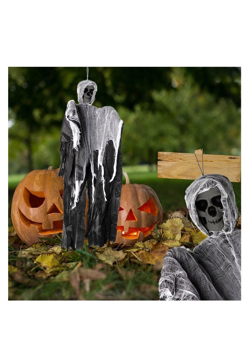 شنق الهالوين الهيكل العظمي أشباح الديكورات، حاصين قاتمة دعائم الجمجمة غاز Grimace شنق شبح ديكور الهالوين في الهواء الطلق ديكور داخلي (شبح) - Image 5