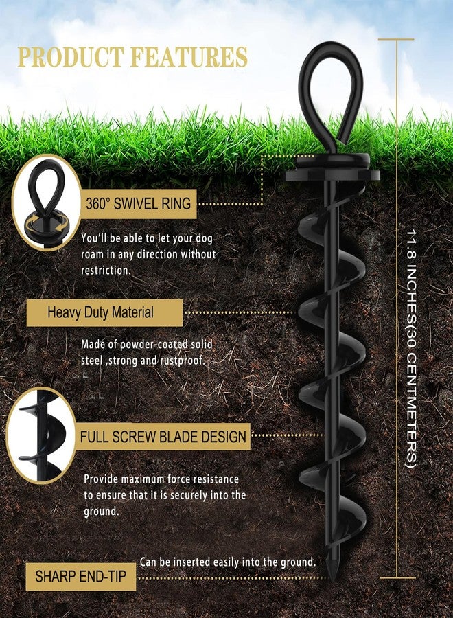 Eurmax USA Heavy Duty Dog Tie Out Stake for Large Dogs up to 210 lbs Dog Stakes for Outside,Dog Anchor, Gadgets, Accessories for Dogs,Dog Runner Leash Stake Trampoline Stakes(2,Medium,Black) - Image 2