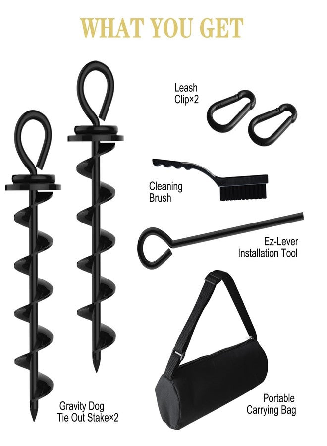 Eurmax USA Heavy Duty Dog Tie Out Stake for Large Dogs up to 210 lbs Dog Stakes for Outside,Dog Anchor, Gadgets, Accessories for Dogs,Dog Runner Leash Stake Trampoline Stakes(2,Medium,Black) - Image 3
