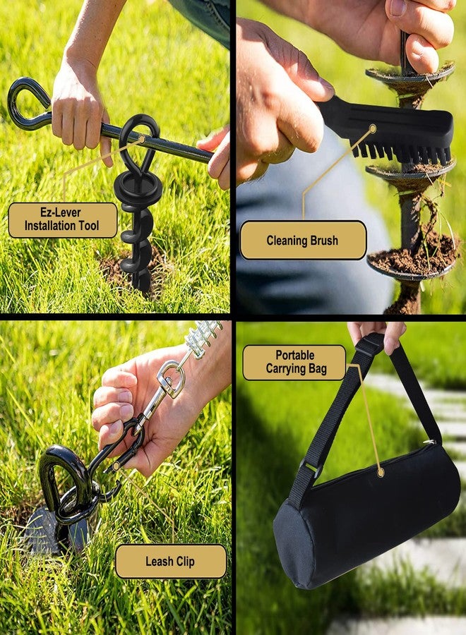 Eurmax USA Heavy Duty Dog Tie Out Stake for Large Dogs up to 210 lbs Dog Stakes for Outside,Dog Anchor, Gadgets, Accessories for Dogs,Dog Runner Leash Stake Trampoline Stakes(2,Medium,Black) - Image 5