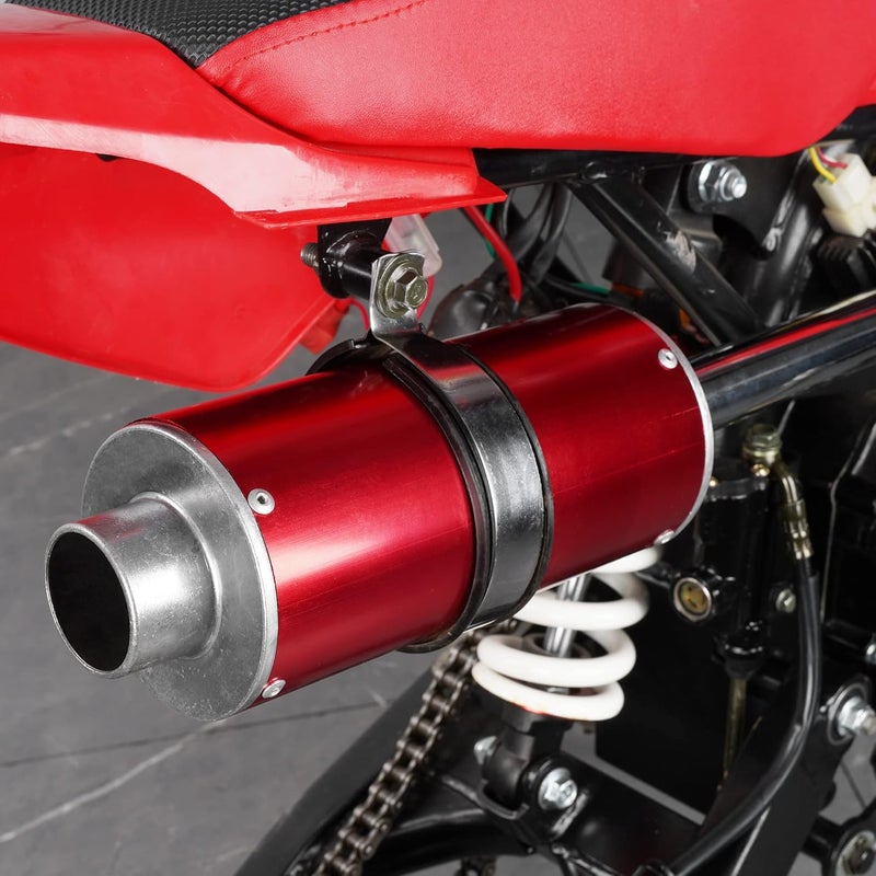 MTATCN Big Bore 28mm Muffler Exhaust Silencer Pipe Head Assembly for XR50 CRF50 70cc-125cc Dirt Bikes - Red - Image 3