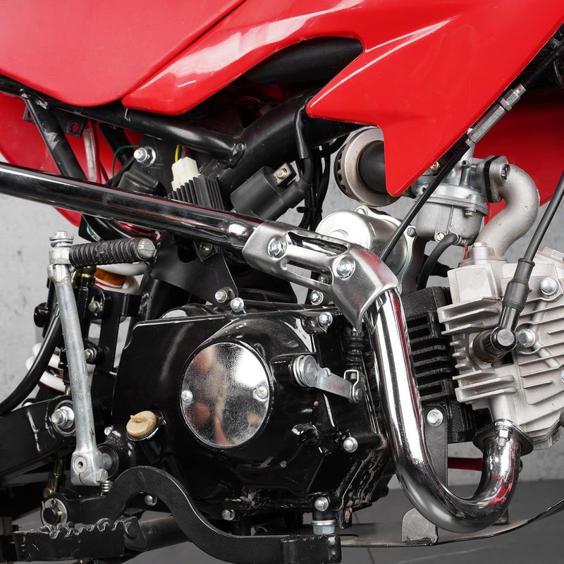 MTATCN Big Bore 28mm Muffler Exhaust Silencer Pipe Head Assembly for XR50 CRF50 70cc-125cc Dirt Bikes - Red - Image 4