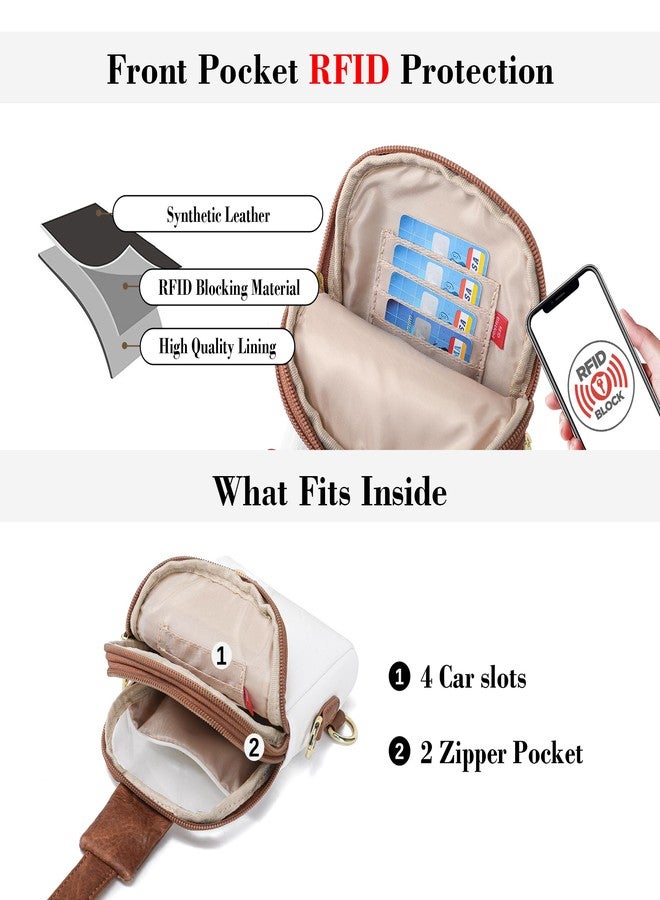 INICAT Sling Bag for Women Touchscreen Small Crossbody Cell Phone Purse Fanny Pack, White Brown Anti Theft, Large - Image 5