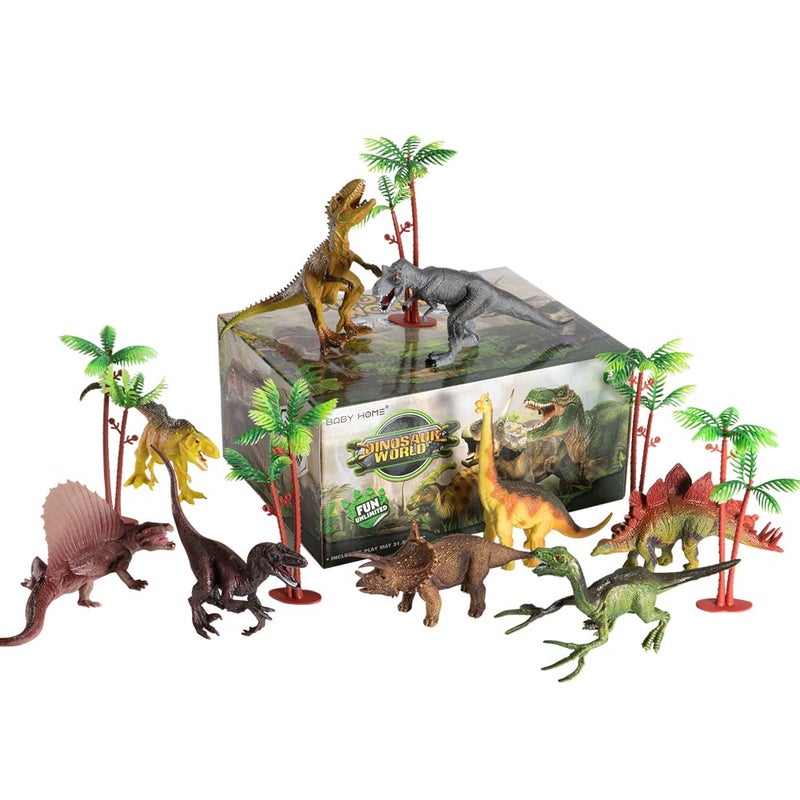 TEMI Dinosaur Toys for Kids 3-5, Jurassic Dinosaurs Figures with Play Mat and Trees to Create a Dinosaur World, Triceratops, Velociraptor, Gifts for Toddler Boys and Girls 3 4 5 6 7 - Image 5