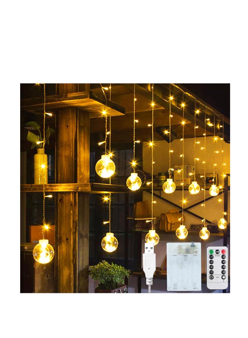 تراسل أضواء LED لغرفة النوم، أضواء ستارة كرات التمني، أضواء ستارة كرات التمني، 300 مصباح ستارة كرات التمني، جدار، نافذة، حفلات، ديكور الأعياد  - Image 1