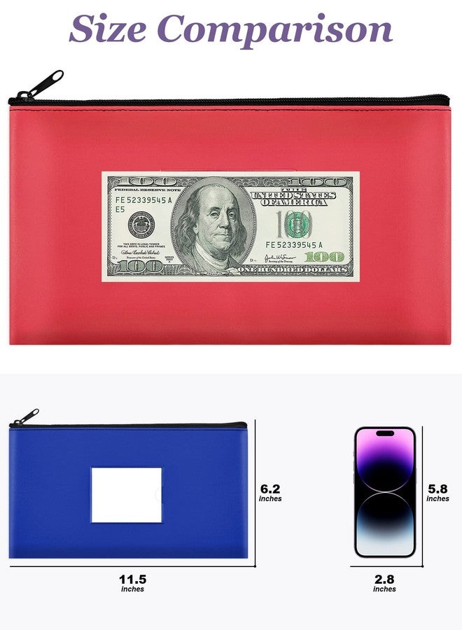 SMARTAKE 5-Pack Money Bags with Zipper, PU Leather Bank Deposit Bags, Waterproof Money Pouch for Organize Cash, Coins, Cosmetics, Invoice, Bills, Tools, 11.5 x 6.2 Inches, Dark Colors - Image 3