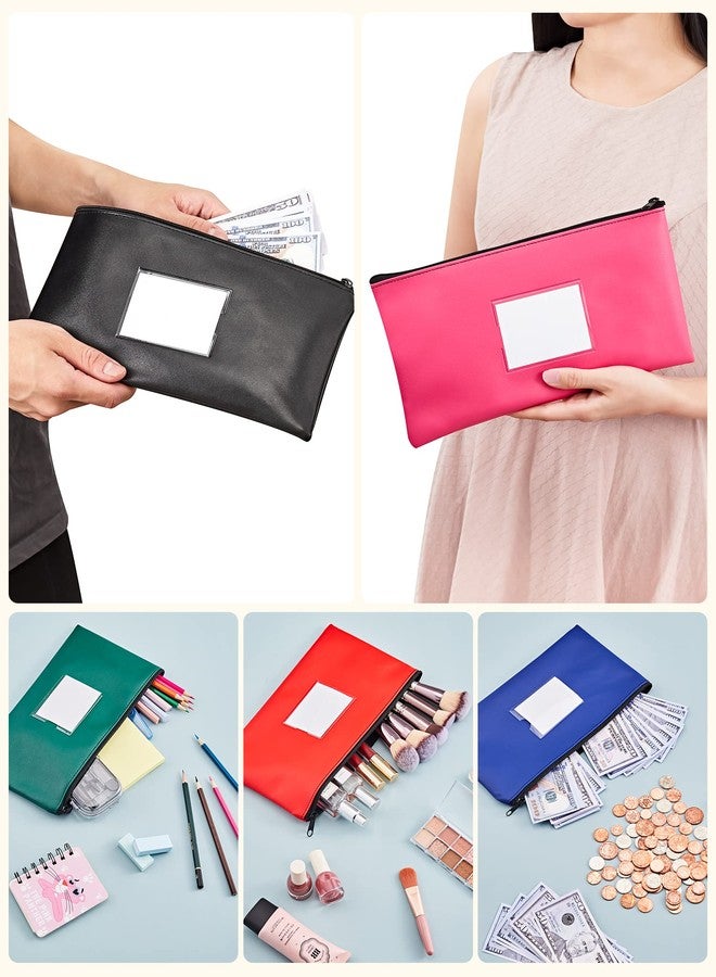 SMARTAKE 5-Pack Money Bags with Zipper, PU Leather Bank Deposit Bags, Waterproof Money Pouch for Organize Cash, Coins, Cosmetics, Invoice, Bills, Tools, 11.5 x 6.2 Inches, Dark Colors - Image 4