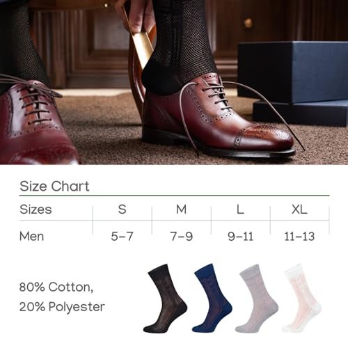 Duna Men’s Socks, Ultra Thin Breathable Cotton Mens Dress Socks (5 pack), Super Soft and Lightweight Sock for Men, Blue - Image 5