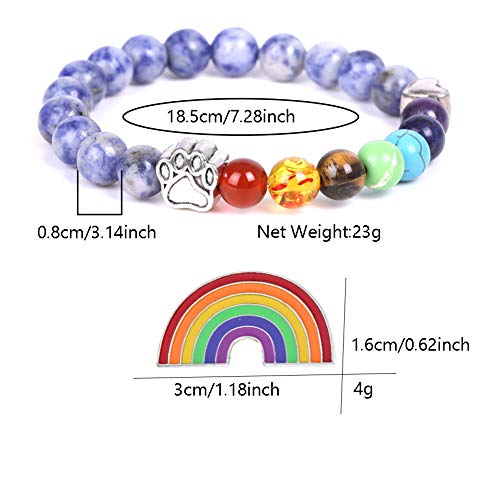 Unijew Pet Memorial Gifts, Rainbow Bridge Bracelet for Beloved Dog Cat, 8MM Mixed Color Bead 7 Chakra Memorial Bracelet for Women Men Who Lost Pets, Pet Sympathy Gift - Image 4