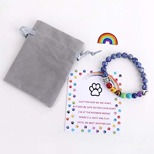 Unijew Pet Memorial Gifts, Rainbow Bridge Bracelet for Beloved Dog Cat, 8MM Mixed Color Bead 7 Chakra Memorial Bracelet for Women Men Who Lost Pets, Pet Sympathy Gift - Image 5