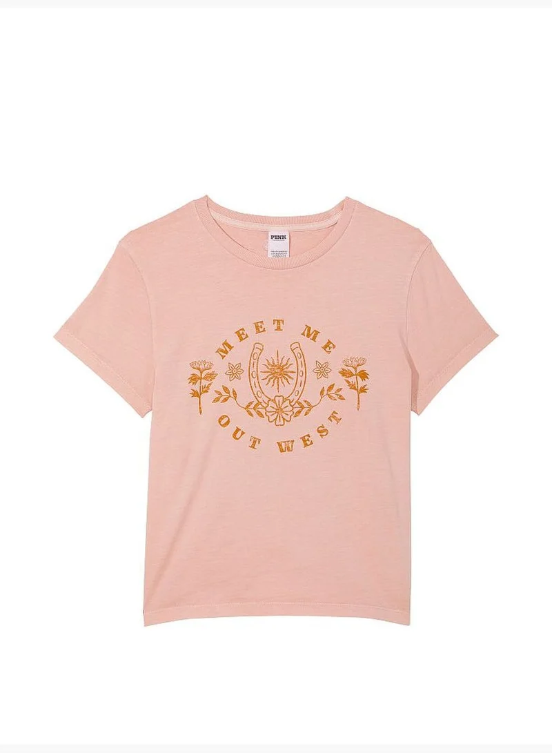 PINK Cotton Short-Sleeve T-Shirt