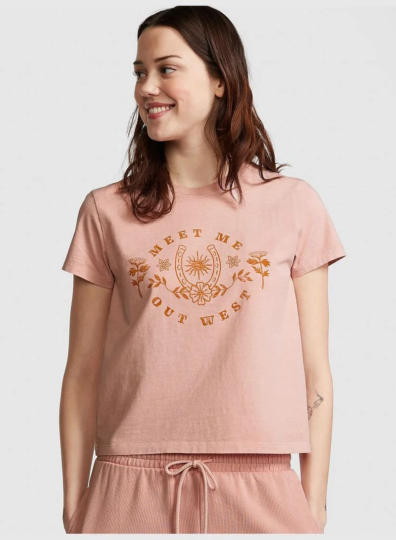 PINK Cotton Short-Sleeve T-Shirt