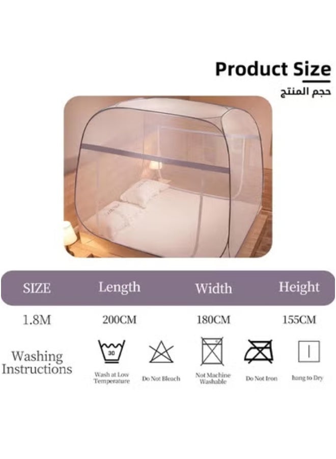 Mosquito Net, Pop-Up Bear-Print Bed Tent with Floor – Cute and Spacious Sleeping Canopy with Double Zipper Doors, Collapsible Lightweight Frame, Quick Setup, Insect-Repellent and Baby Fall-Prevention – Great for Bedroom, Outdoor Camping, Travel & Fishing  - Image 2