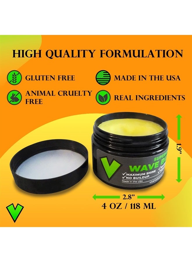Veeta Superior Wave Butter - 360 Wave Grease for Men, Maximum Shine, Non Greasy, Softens & Conditions, No Buildup Shea & Tangerine Butter Wave Cream (4 oz) - Image 3