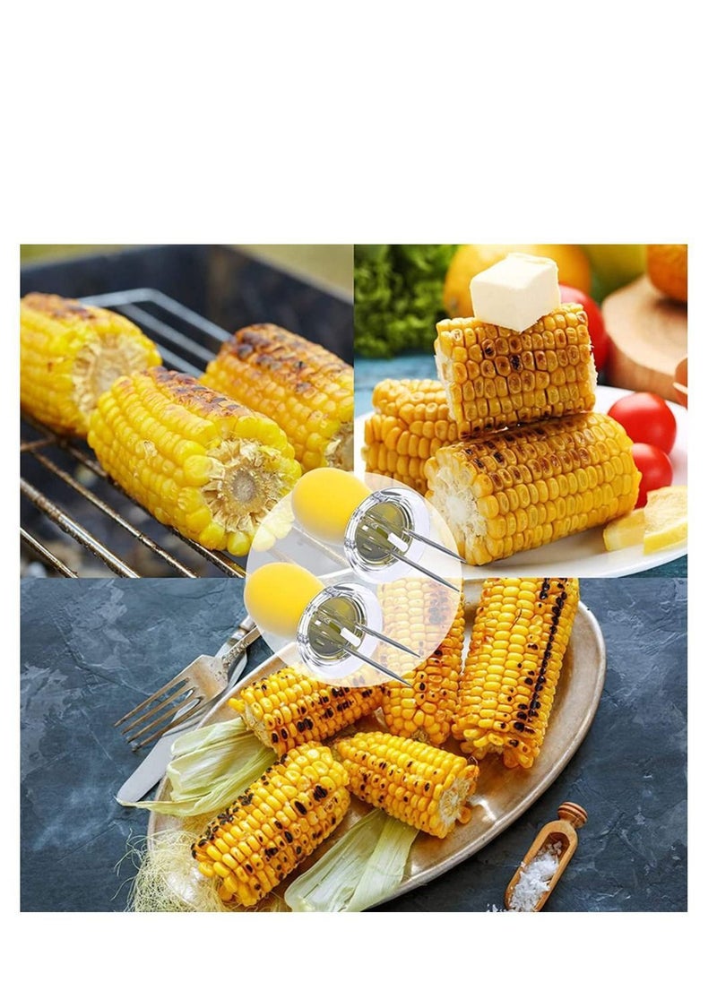 NIBEMINENT 4 Pairs Stainless Steel Corn Cob Holders Twin Prong BBQ Forks Skewers for Kids Use Home Cooking,Interlocking Design Cooking Parties Camping  - Image 5