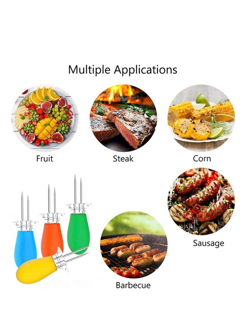 NIBEMINENT 4 Pairs Stainless Steel Corn Cob Holders Twin Prong BBQ Forks Skewers for Kids Use Home Cooking,Interlocking Design Cooking Parties Camping  - Image 4