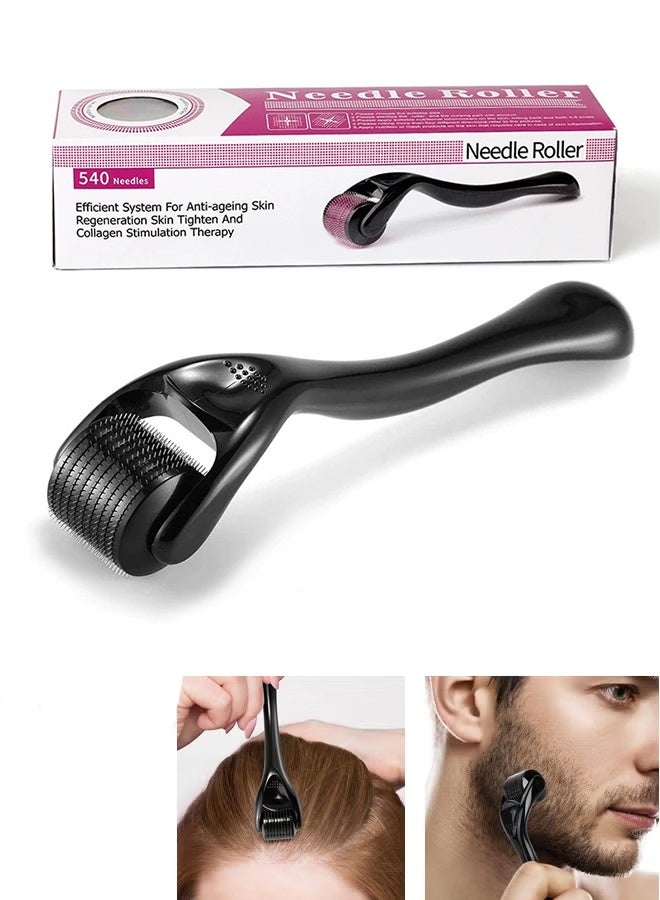 Hair Growth Roller,Microneedle Roller Skin Roller for Beard,540 Titanium Micro Needles Roller, 0.25mm Face Neck Hair Growth Body Wrinkle Acne Scar Stretch Mark Treatment,At-Home Beauty Instrument - Image 1