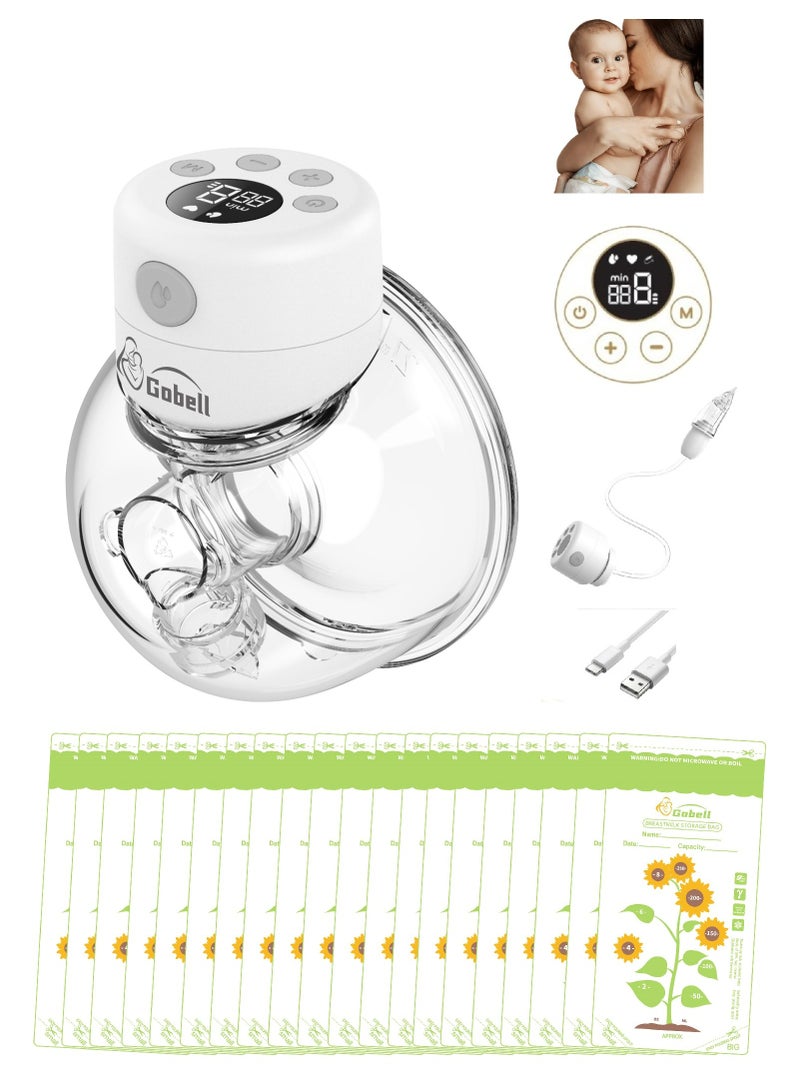 Gobell Wearable Breast Pump And Electric Nasal Aspirator Shared With Same Newest Motor, Additional Home Brand Milk Storage Bags 20pcs - Image 1