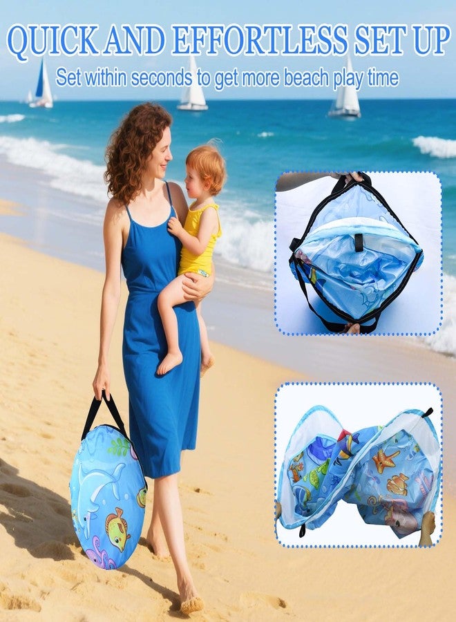Fantang Pop up Baby Beach Pool, Dia 39" Portable Kids Puddle Pool Toddler Sand Pit Paddling Pools Blue Cartoon Childs Kiddie Beach Play Pools with Water Bag and Stake for Boys Girls Outdoor Camping Traveling - Image 5