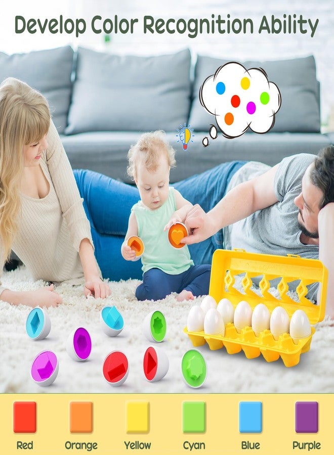 CPSYUB Matching Eggs Toys Color & Shape Recognition Sorter Puzzle, Montessori Toys for Baby Easter Travel Bingo Game, Sensory Early Learning Fine Motor Skills for Year Old Kids - Image 3