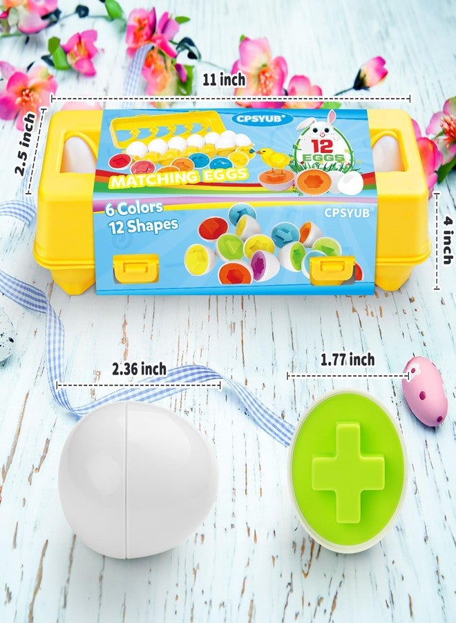 CPSYUB Matching Eggs Toys Color & Shape Recognition Sorter Puzzle, Montessori Toys for Baby Easter Travel Bingo Game, Sensory Early Learning Fine Motor Skills for Year Old Kids - Image 2