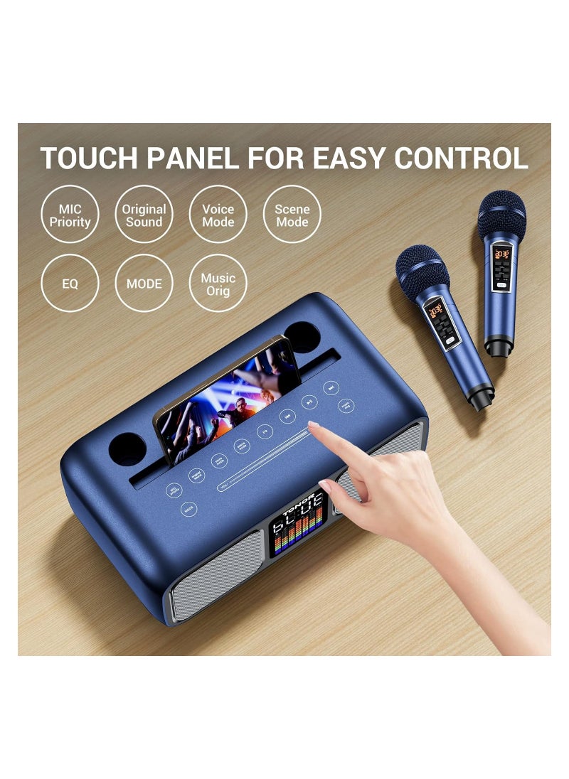 Generic Karaoke Machine Bluetooth PA System with 2 Microphones, vocal Microphone, Party Machine Speaker with Wireless Microphones, Music Box with LED Light AUX, USB, TF, PA System for Adults Children  - Image 5