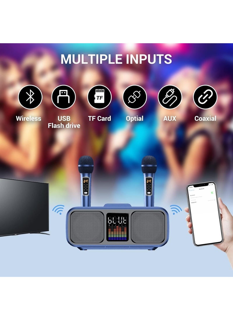 Generic - Karaoke Machine Bluetooth PA System with 2 Microphones, vocal Microphone, Party Machine Speaker with Wireless Microphones, Music Box with LED Light AUX, USB, TF, PA System for Adults Children - Image 1