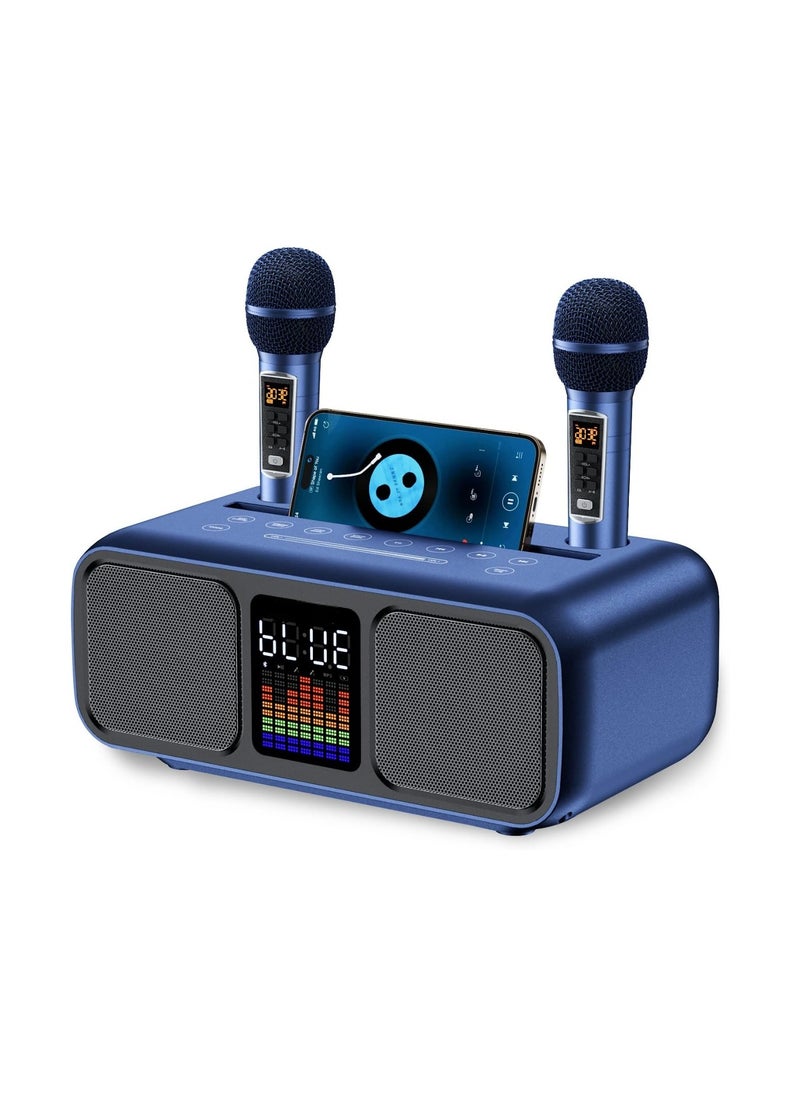 Generic Karaoke Machine Bluetooth PA System with 2 Microphones, vocal Microphone, Party Machine Speaker with Wireless Microphones, Music Box with LED Light AUX, USB, TF, PA System for Adults Children  - Image 2
